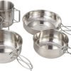 Camping Tableware Cooking Pot Cup Bowl Set 5-Piece Camping Pan Set Outdoor Supplies Stainless Steel Cookware