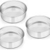 6 Inch Cake Pan Set of 3, Stainless Steel Round Smash Cake Baking Pans Tins, Non-Toxic & Healthy, Mirror Finish & Dishwasher Safe