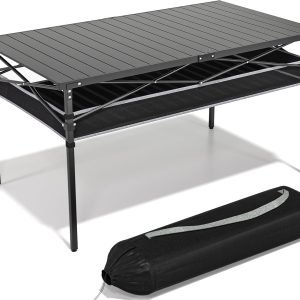 Folding Camping Table, Aluminum Roll-up Table with Storage Net and Carrying Bag, Outdoor Lightweight Camp Table for Picnic, Camping, Beach,Backyard, BBQ, Party, Patio