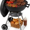 18 Inch Portable Charcoal Grill – Heavy-Duty Round BBQ Grill with Thickened Grilling Bowl, Sturdy with 4 Legs & Wheels for Small Outdoor Barbecue, Camping, Travel, Tailgating & Backyard Cooking