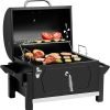 Portable Charcoal Grill with Warming Rack, Tabletop Charcoal Grill with 303 Sq. In Cooking Area for Outdoor Camping and Picnic Grilling, Black