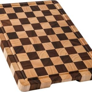Cutting Boards for Kitchen, Checkered Cutting Board Upgraded, Acacia Wood Chopping Board with Juice Grooves & Handles, Large Butcher Block Serving Tray with Gift Box, 16.5" x 11.6" x 0.8"