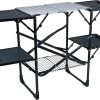 Cook Station | Portable Folding Kitchen Table with a Heat Resistant Tabletop, 4 Side Tables & Storage Rack, Perfect for Picnics & Camping Trips