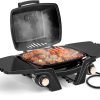 Gas Grill Portable Propane Grill, Tabletop Grill Propane,   Outdoor BBQ Grill Camping Grill with Two Burners, Removable Side Tables, Built in Thermometer, Black