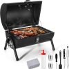Portable Charcoal Grill Set of 8,  Outdoor Small Tabletop BBQ Charcoal Grill with Barbecue Tongs, Kinfe, Grill Brick, Compact Mini Camping Grill for Outdoor RV Picnic, Patio, Backyard, Beach