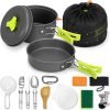 15pcs Camping Cookware Mess Kit,Non-Stick Lightweight Pots Set Portable Outdoor Cookware for Camping Backpacking Hiking Outdoor Cooking and Picnic